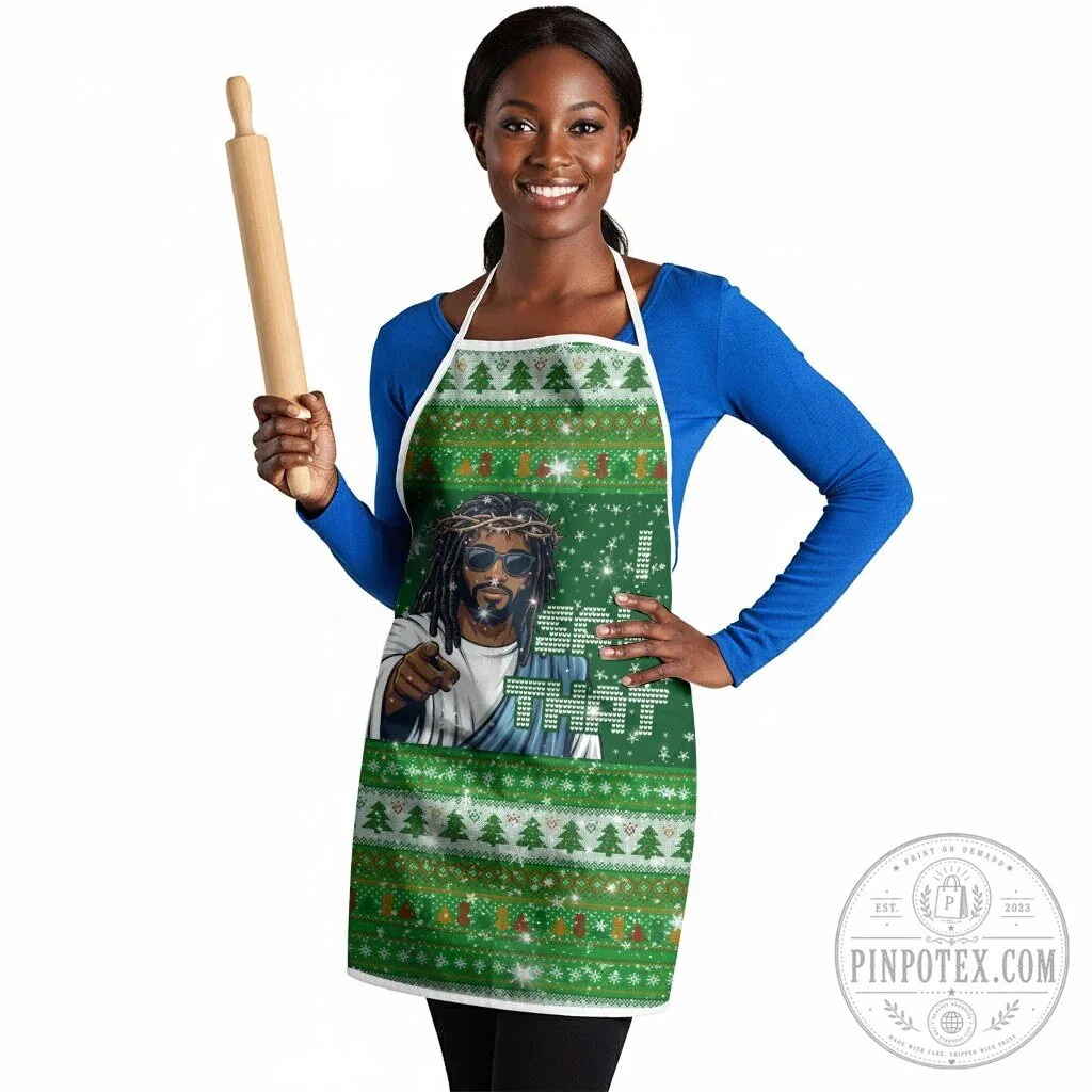 Black Jesus I Saw That Ugly Christmas Apron 7 Black Jesus I Saw That Ugly Christmas Apron