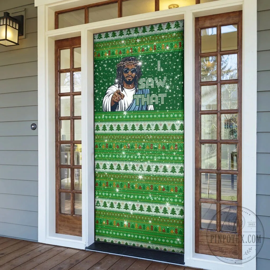 Black Jesus Ugly Christmas Sweater Style Door Cover Religious Holiday Decoration 11 Black Jesus Ugly Christmas Sweater Style Door Cover Religious Holiday Decoration