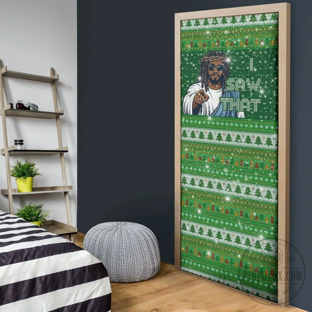 Black Jesus Ugly Christmas Sweater Style Door Cover Religious Holiday Decoration 12 Black Jesus Ugly Christmas Sweater Style Door Cover Religious Holiday Decoration