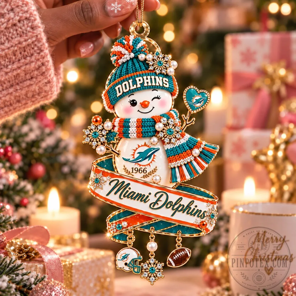 Miami Dolphins Snowman Christmas Tree Ornament NFL Football Fan Gift Miami Dolphins Snowman Christmas Tree Ornament NFL Football Fan Gift