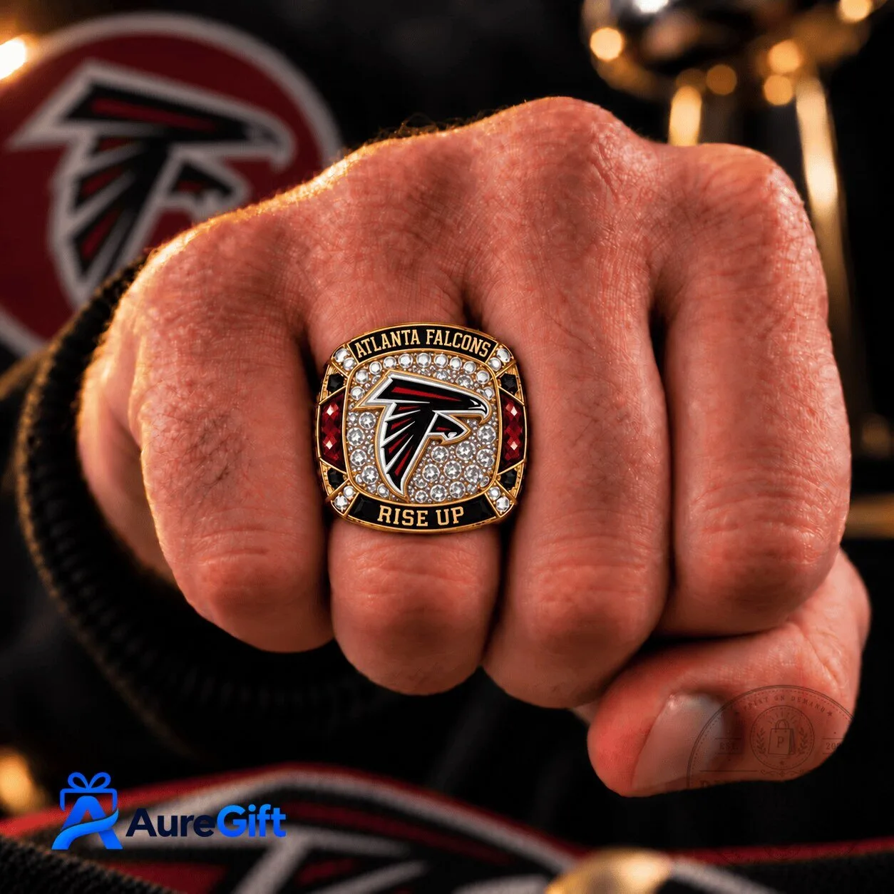Atlanta Falcons NFL Personalized Championship Ring with Diamonds
