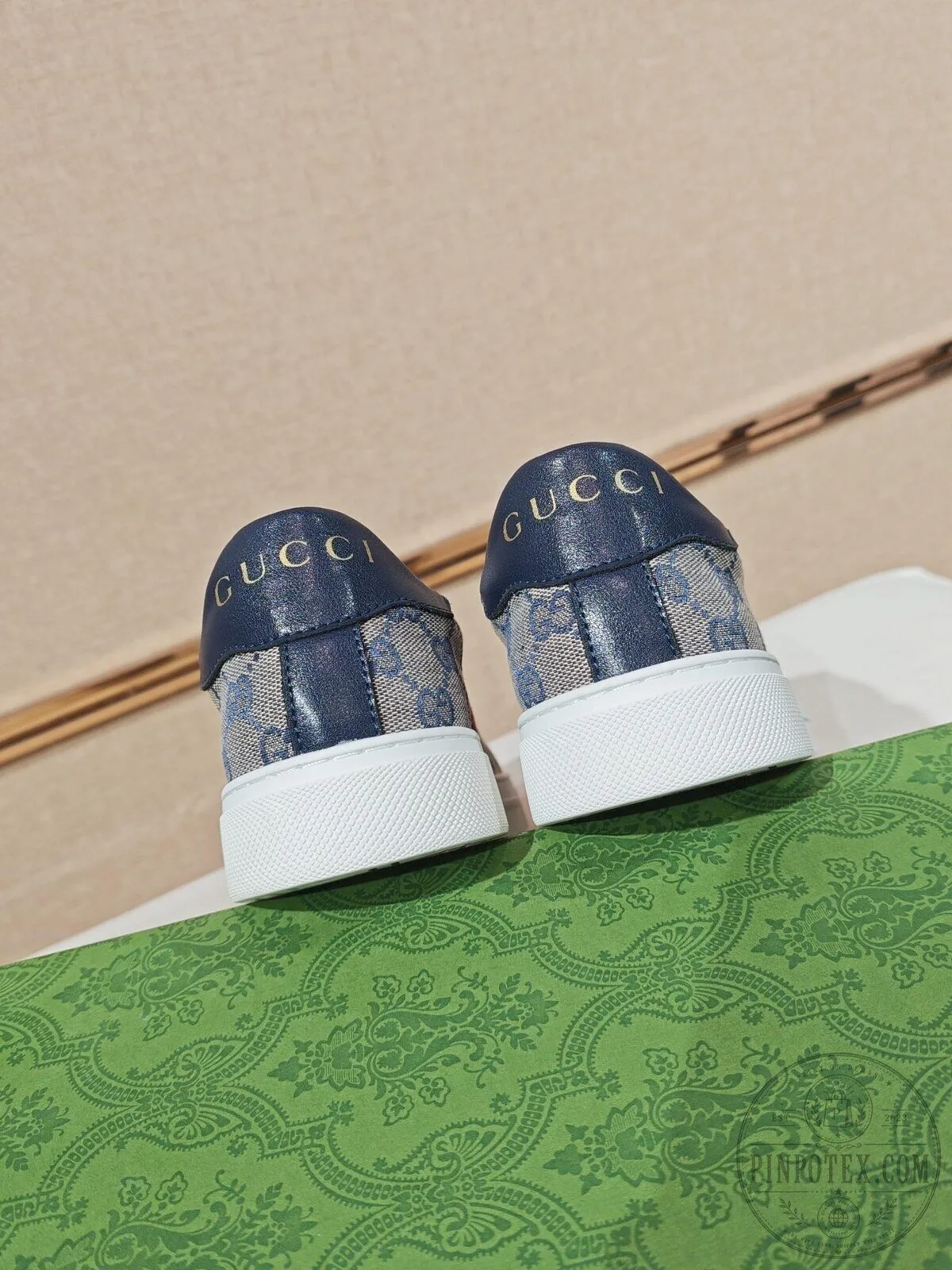 Gucci Monogrammed Canvas Low Top Sneakers with Red and Green Stripe Detail 11 Gucci Monogrammed Canvas Low Top Sneakers with Red and Green Stripe Detail
