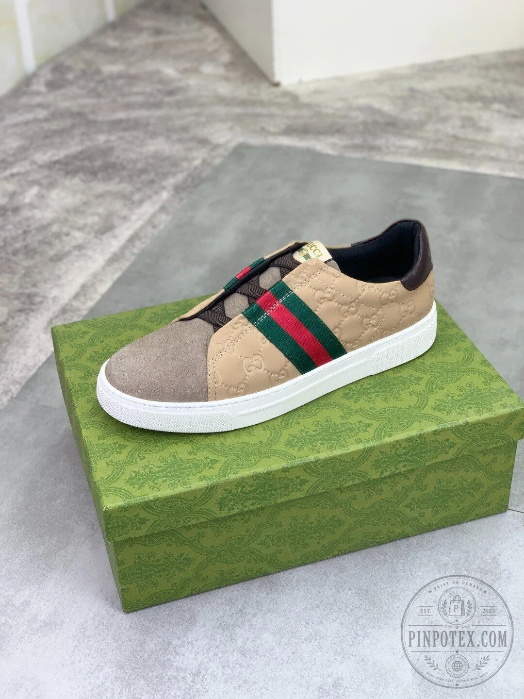 Gucci Beige Monogram Stripe Low Top Luxury Fashion Sneakers 9 Gucci Beige Monogram Stripe Low Top Luxury Fashion Sneakers
