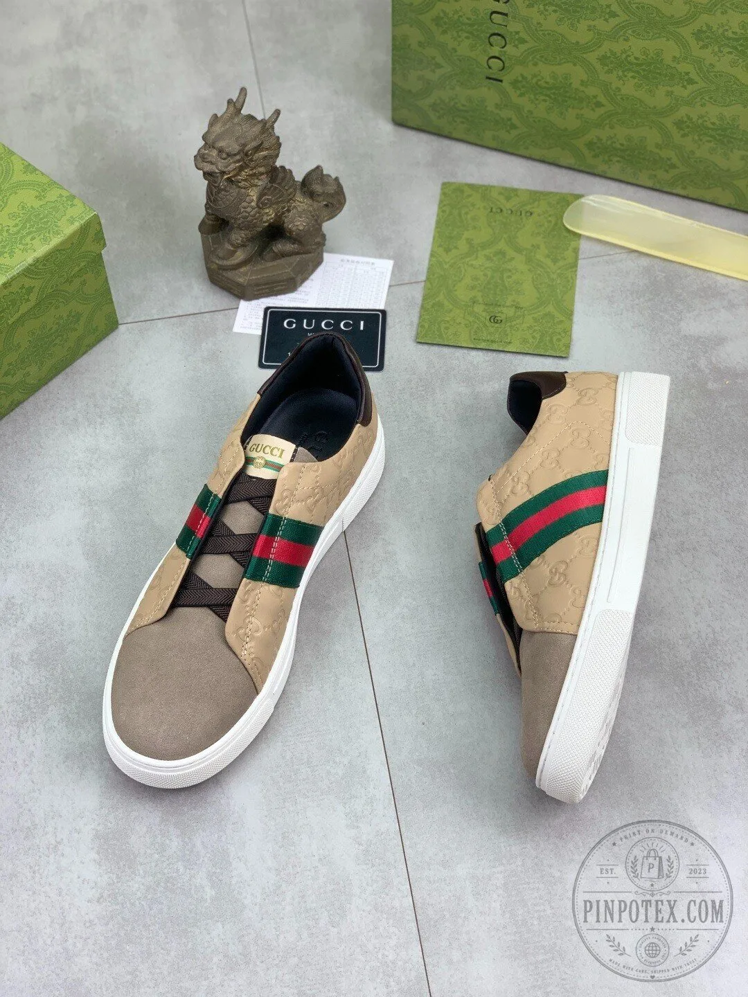 Gucci Beige Monogram Stripe Low Top Luxury Fashion Sneakers 10 Gucci Beige Monogram Stripe Low Top Luxury Fashion Sneakers