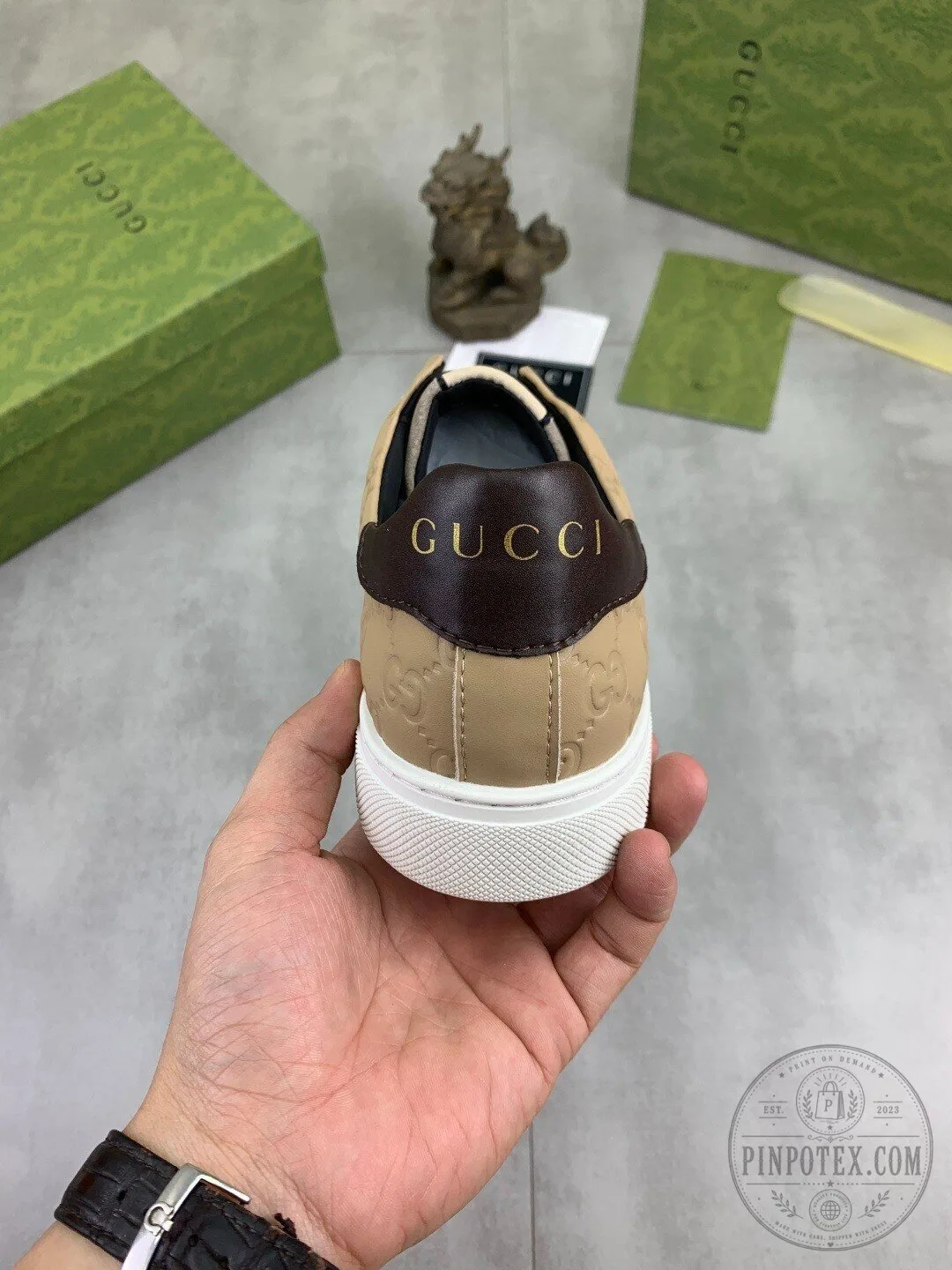 Gucci Beige Monogram Stripe Low Top Luxury Fashion Sneakers 11 Gucci Beige Monogram Stripe Low Top Luxury Fashion Sneakers