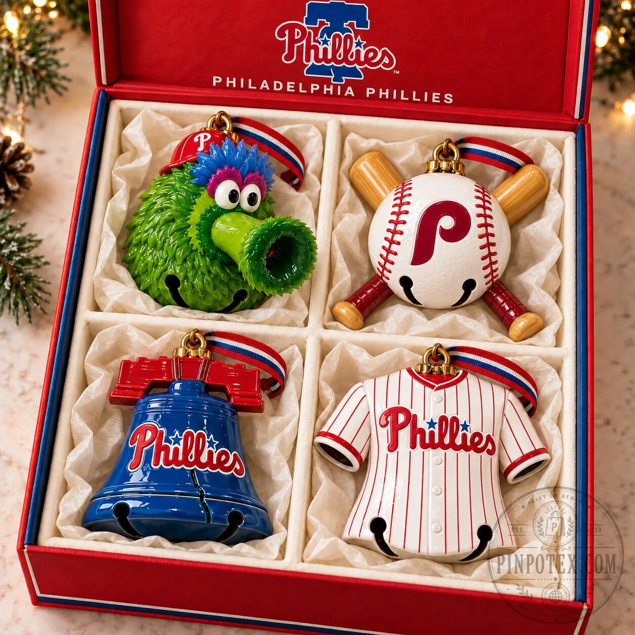 Philadelphia Phillies Baseball Team Christmas Tree Ornaments Set
