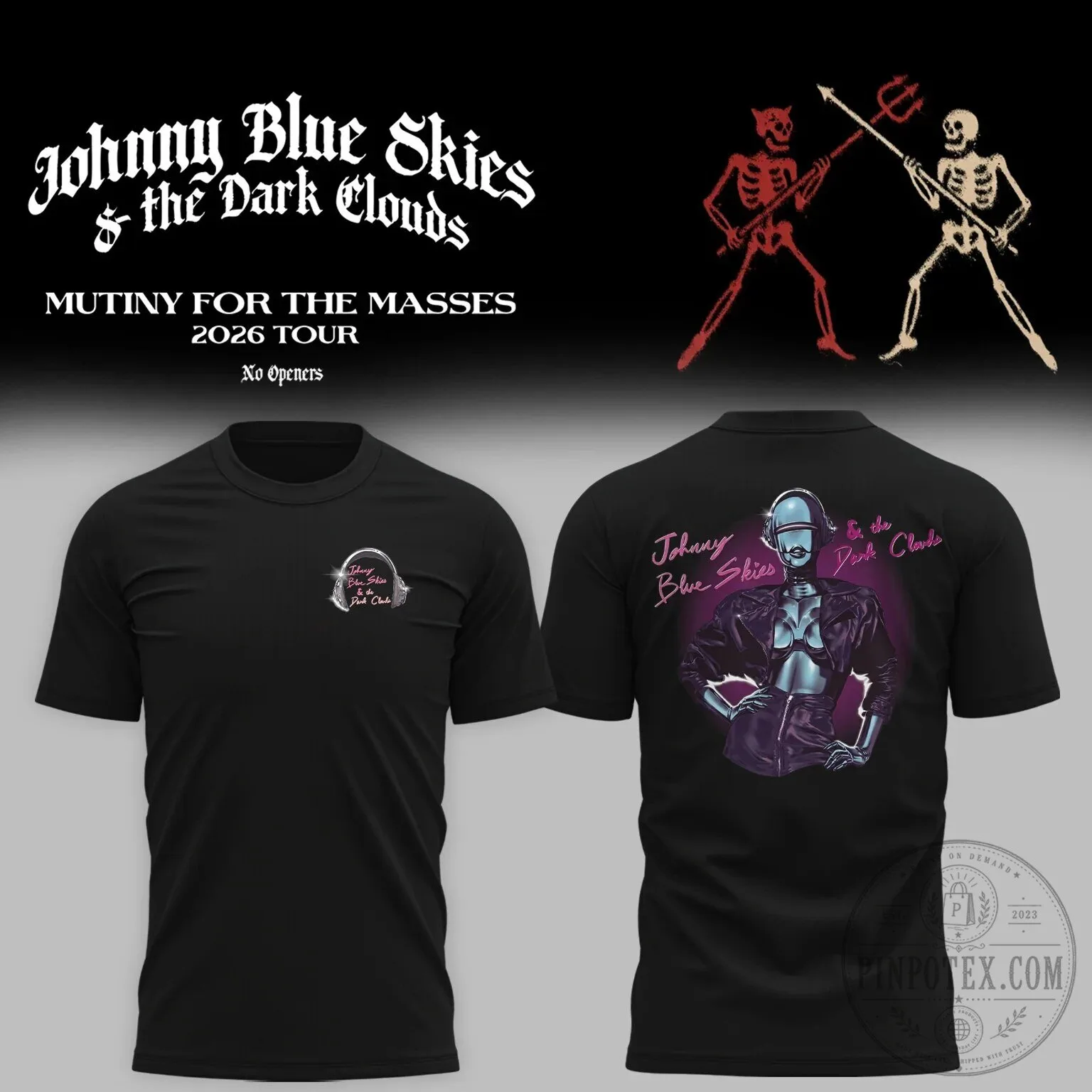 Mutiny For The Masses 2026 Tour T-Shirt by Johnny Blue Skies and The Dark Clouds