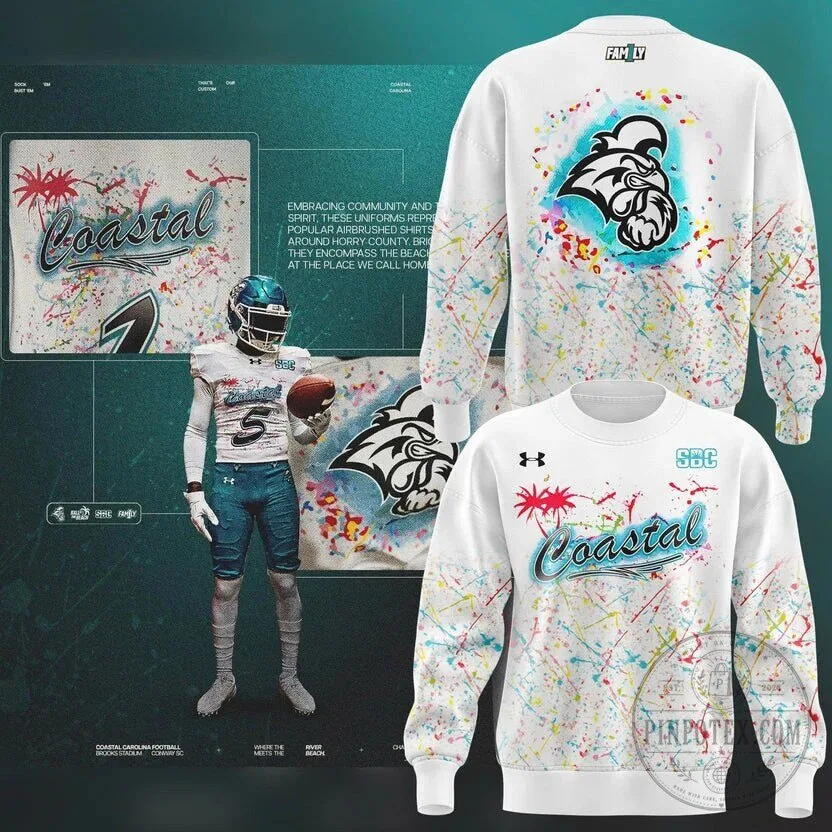 Coastal Carolina Chanticleers Football Team Airbrush Paint Splatter Sweatshirt