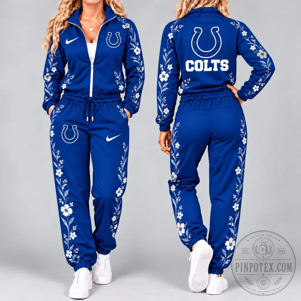 Indianapolis Colts Floral Design Tracksuit Set for Women Indianapolis Colts Floral Design Tracksuit Set for Women