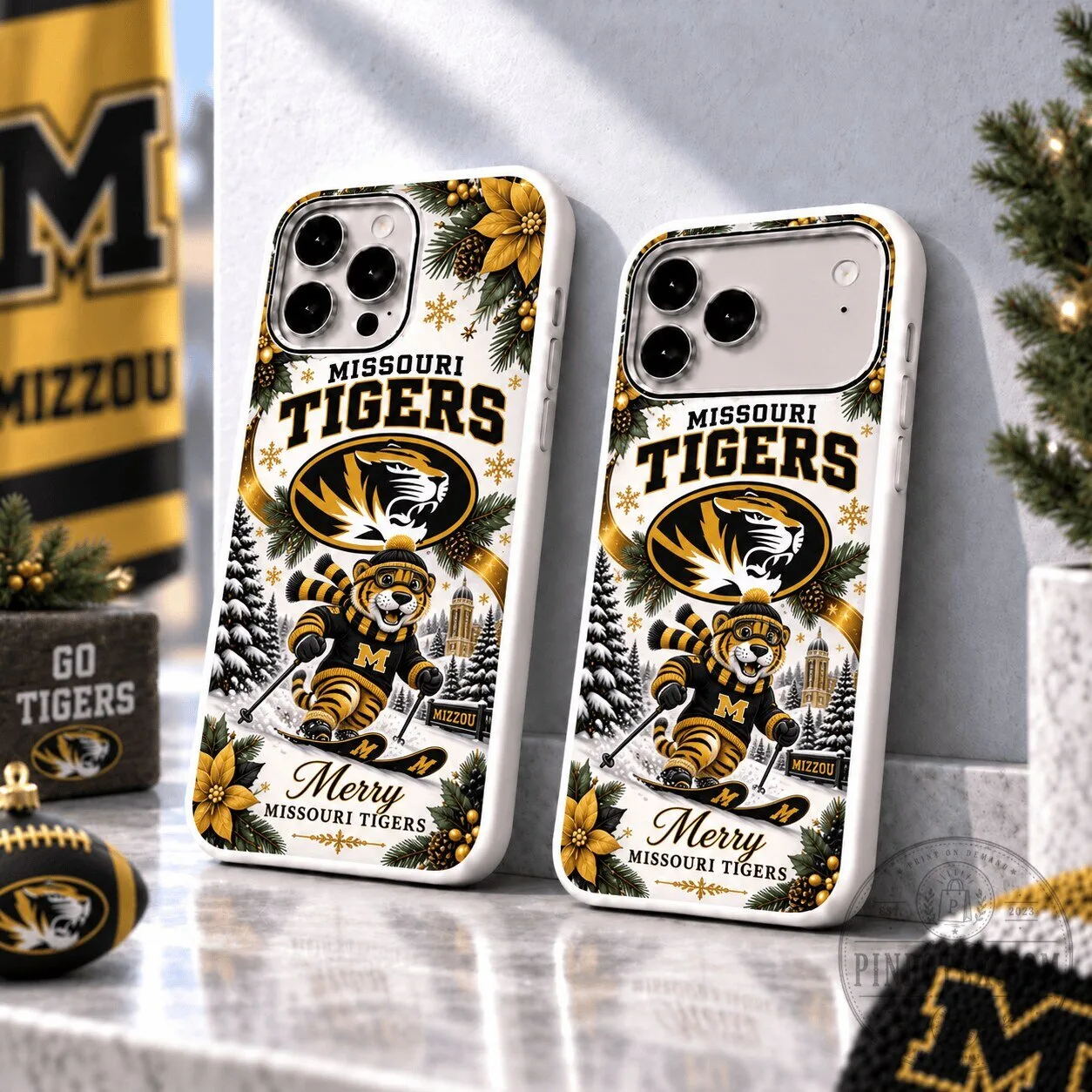Missouri Tigers Christmas Skiing Mascot Winter Holiday Phone Case