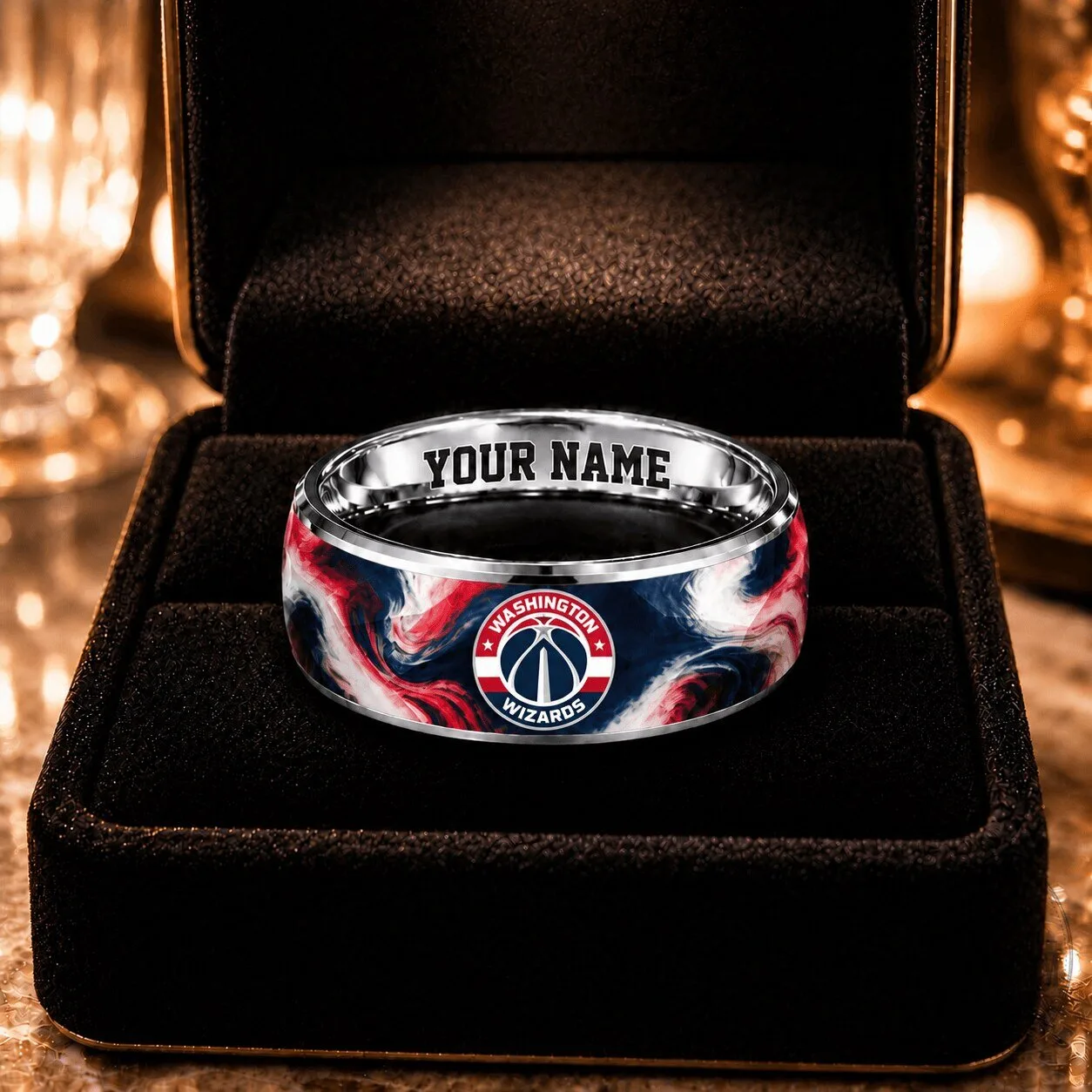 Washington Wizards NBA Basketball Team Custom Name Engraved Ring for Fans