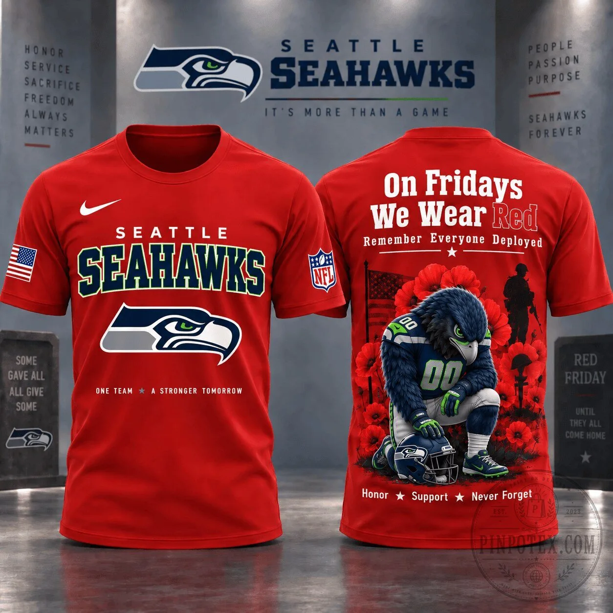Seattle Seahawks Red Friday Remember Everyone Deployed T-Shirt