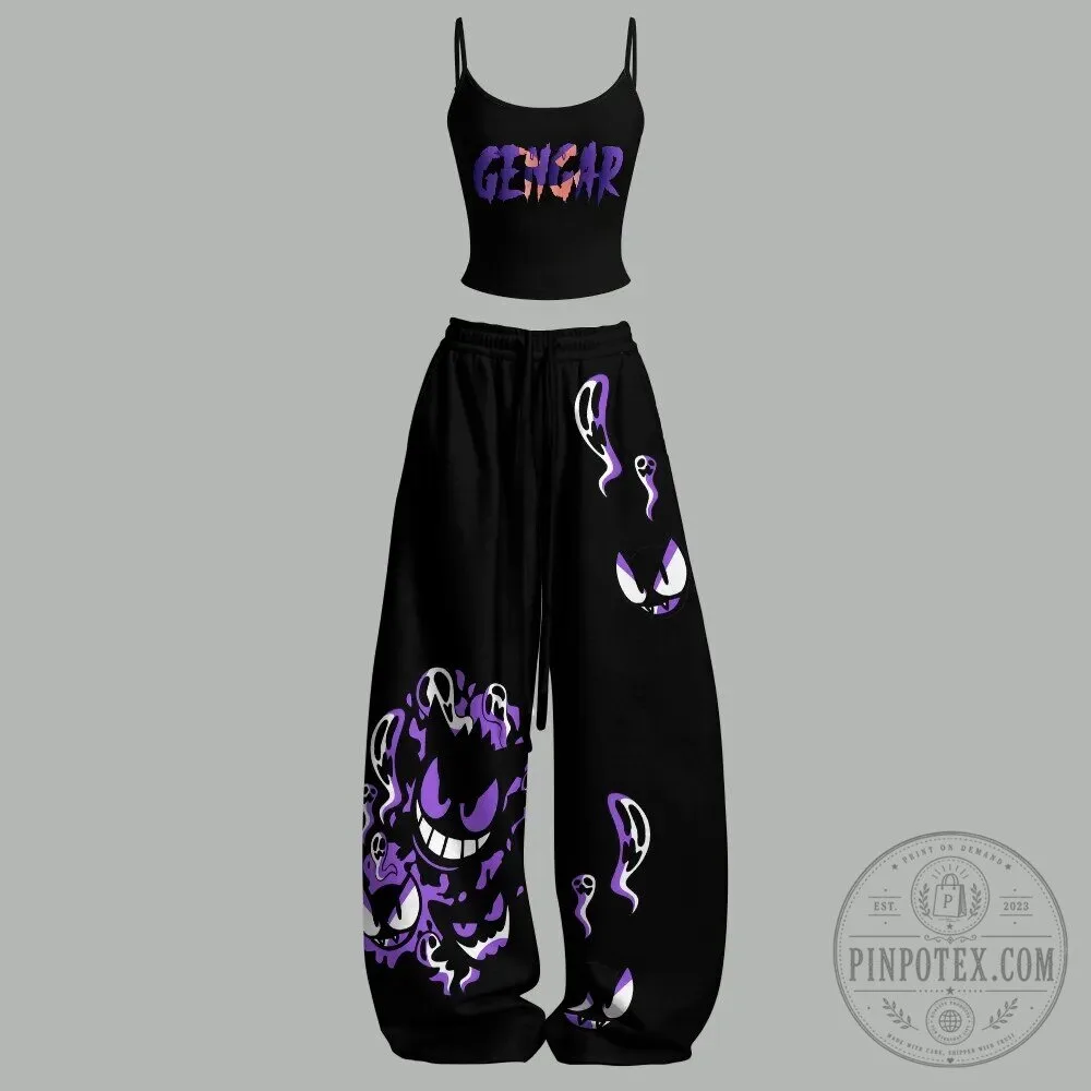 Gengar Pokemon Cropped Camisole Top and Pants Set