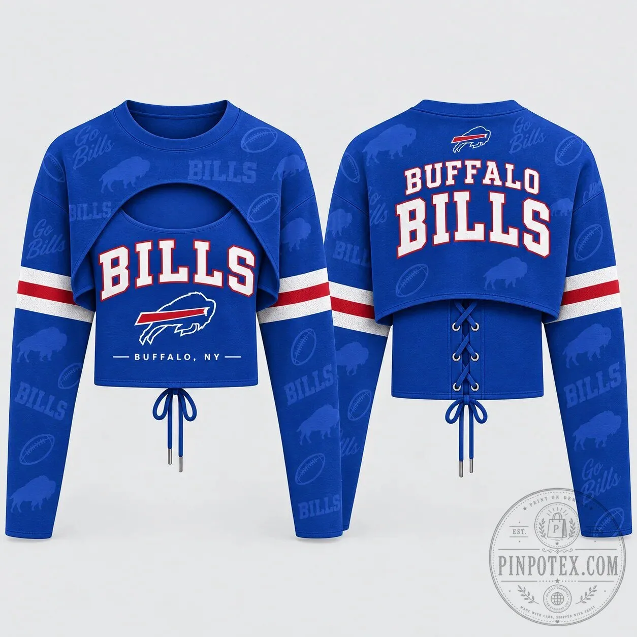 Buffalo Bills Football Team Crop Top Sweatshirt for Women
