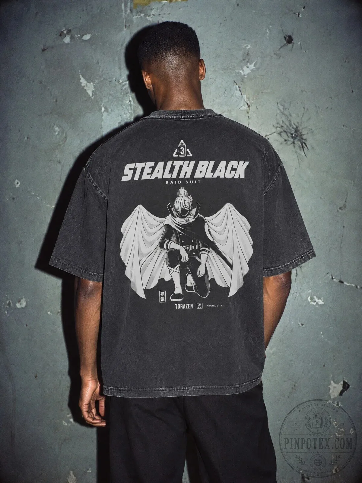 Stealth Black Raid Suit Anime Graphic Oversized Vintage T-Shirt