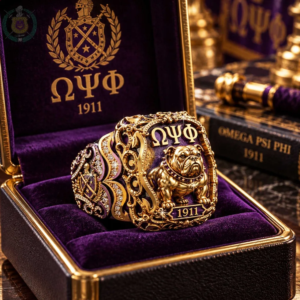 Omega Psi Phi Fraternity 1911 Bulldog Mascot Gold Plated Ring Omega Psi Phi Fraternity 1911 Bulldog Mascot Gold Plated Ring