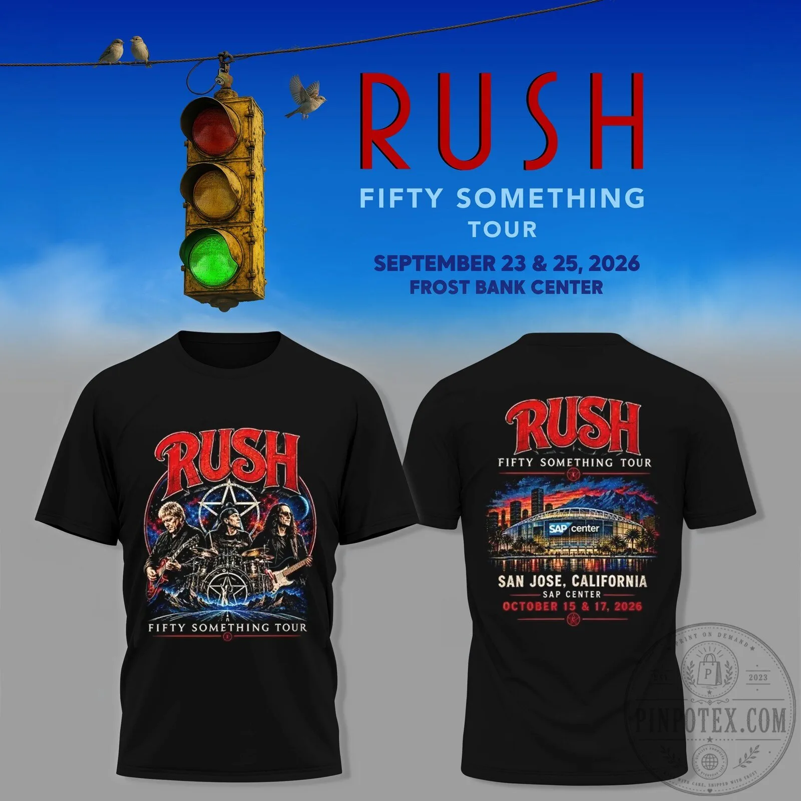 Rush Fifty Something Tour 2026 San Jose Concert Black Adult T-Shirt
