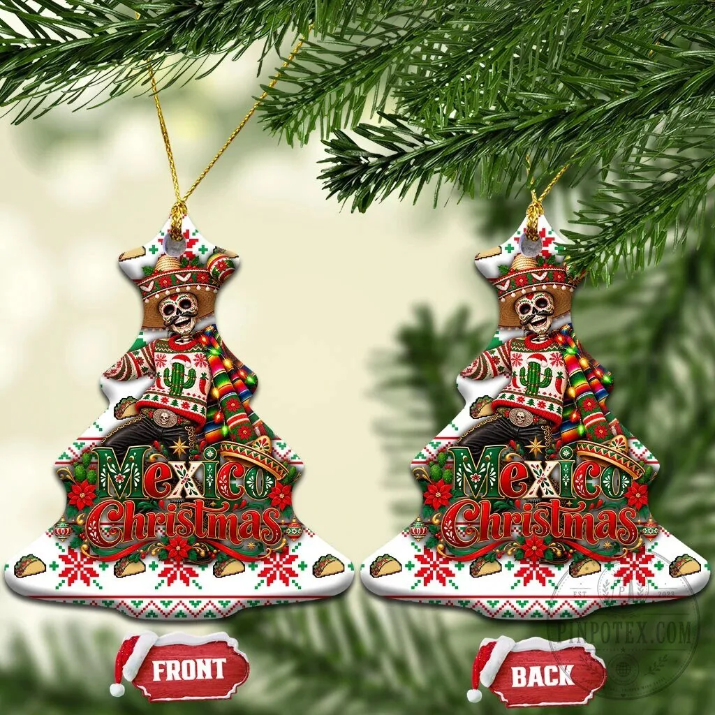 Mexico Christmas Fiesta Skeleton Sombrero Ugly Fair Isle Ceramic Ornament 17 Mexico Christmas Fiesta Skeleton Sombrero Ugly Fair Isle Ceramic Ornament