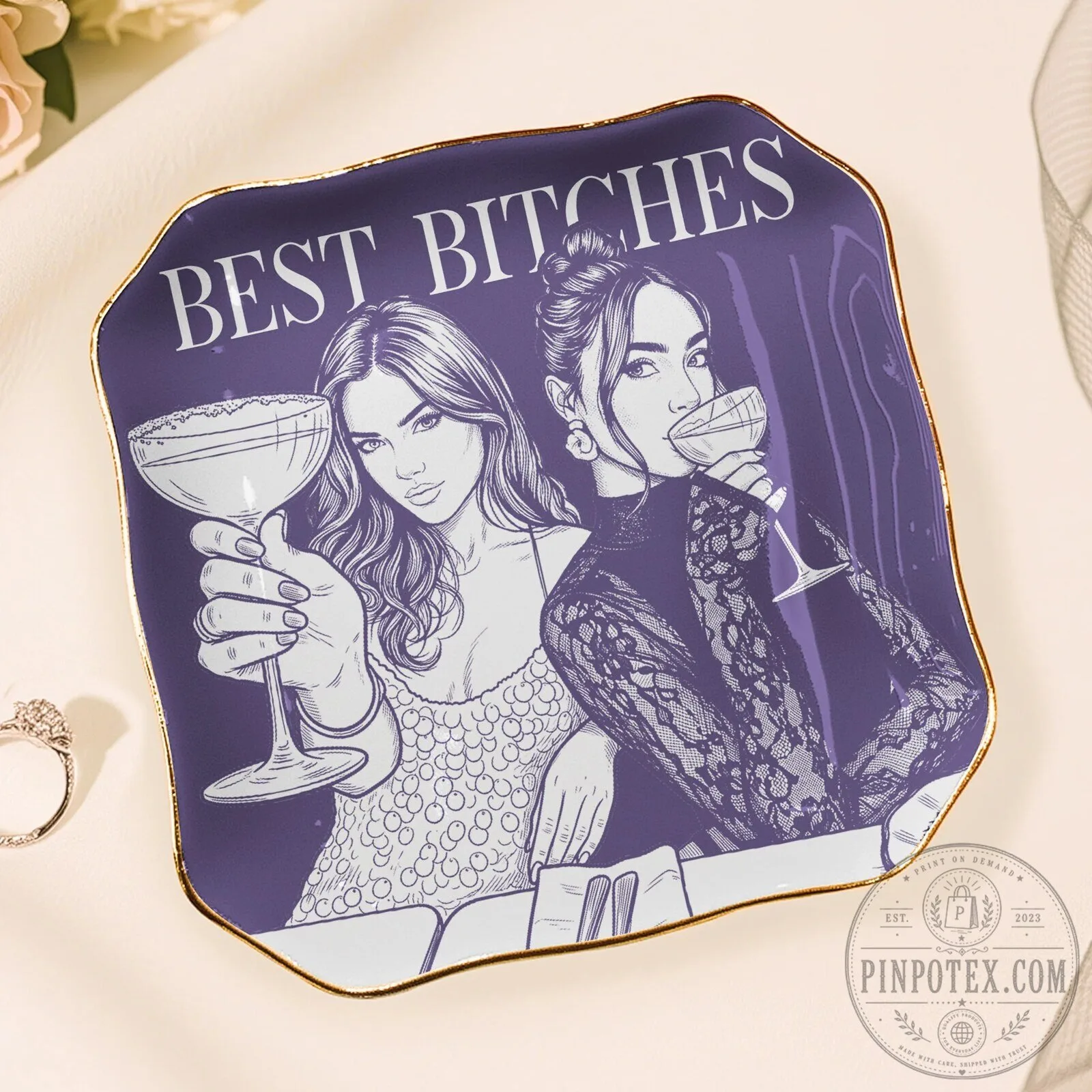 Best Bitches Friendship Trinket Dish Personalized Jewelry Tray 18 Best Bitches Friendship Trinket Dish Personalized Jewelry Tray