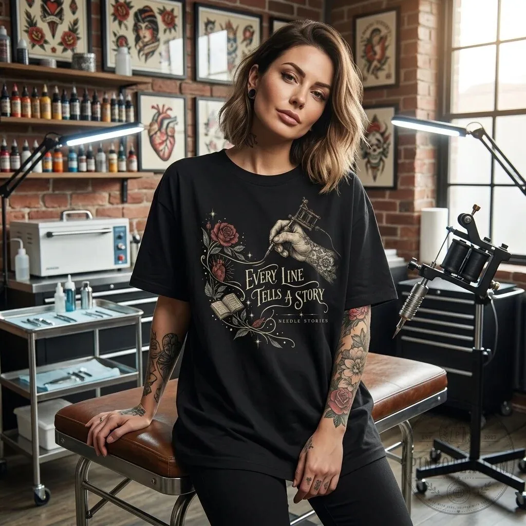Every Line Tells a Story Tattoo Artist Needle Stories T-Shirt 13 Every Line Tells a Story Tattoo Artist Needle Stories T-Shirt