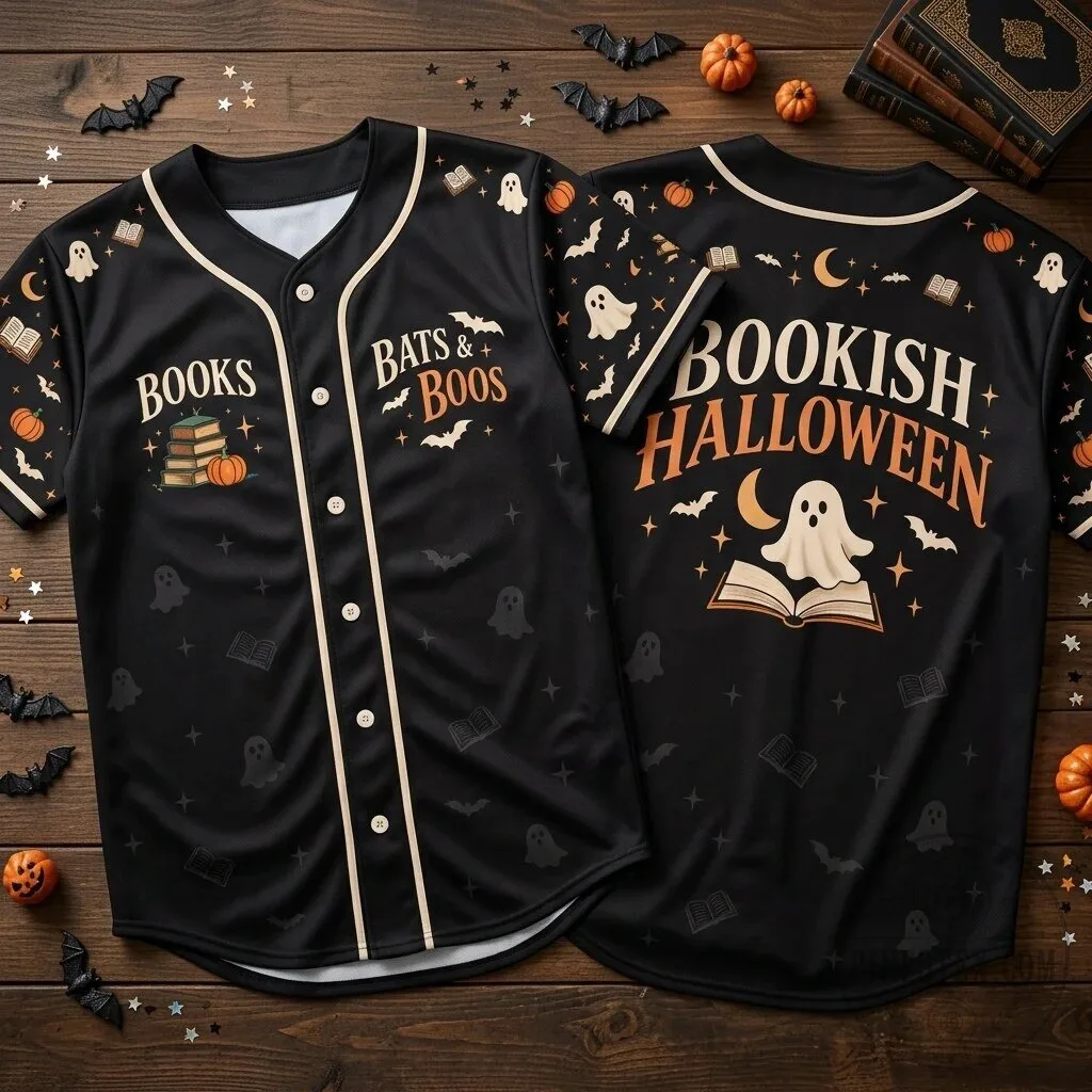 Bookish Halloween Bats and Boos Baseball Jersey 3 Bookish Halloween Bats and Boos Baseball Jersey