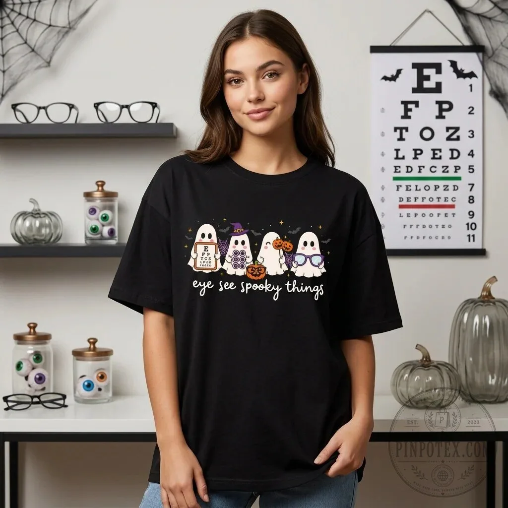 Eye See Spooky Things Optometry Halloween Ghost Graphic T-Shirt 3 Eye See Spooky Things Optometry Halloween Ghost Graphic T-Shirt