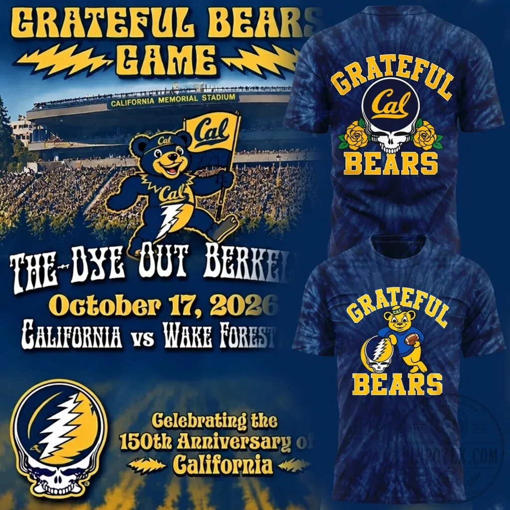 California Golden Bears Football Grateful Dead Tie-Dye T-Shirt California Golden Bears Football Grateful Dead Tie-Dye T-Shirt