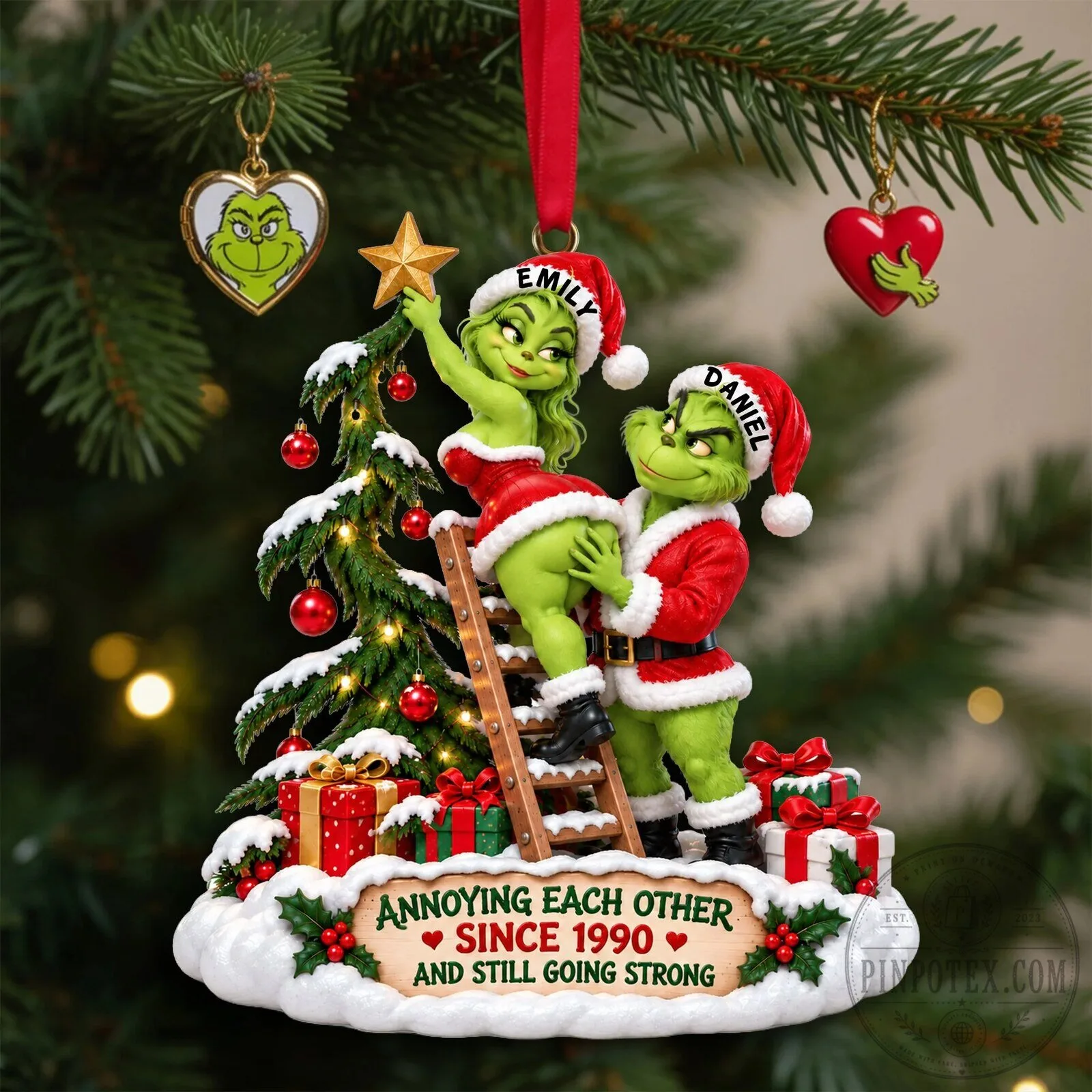 Personalized Grinch Naughty Christmas Couple Ornament - Annoying Each Other Since 8 Personalized Grinch Naughty Christmas Couple Ornament - Annoying Each Other Since