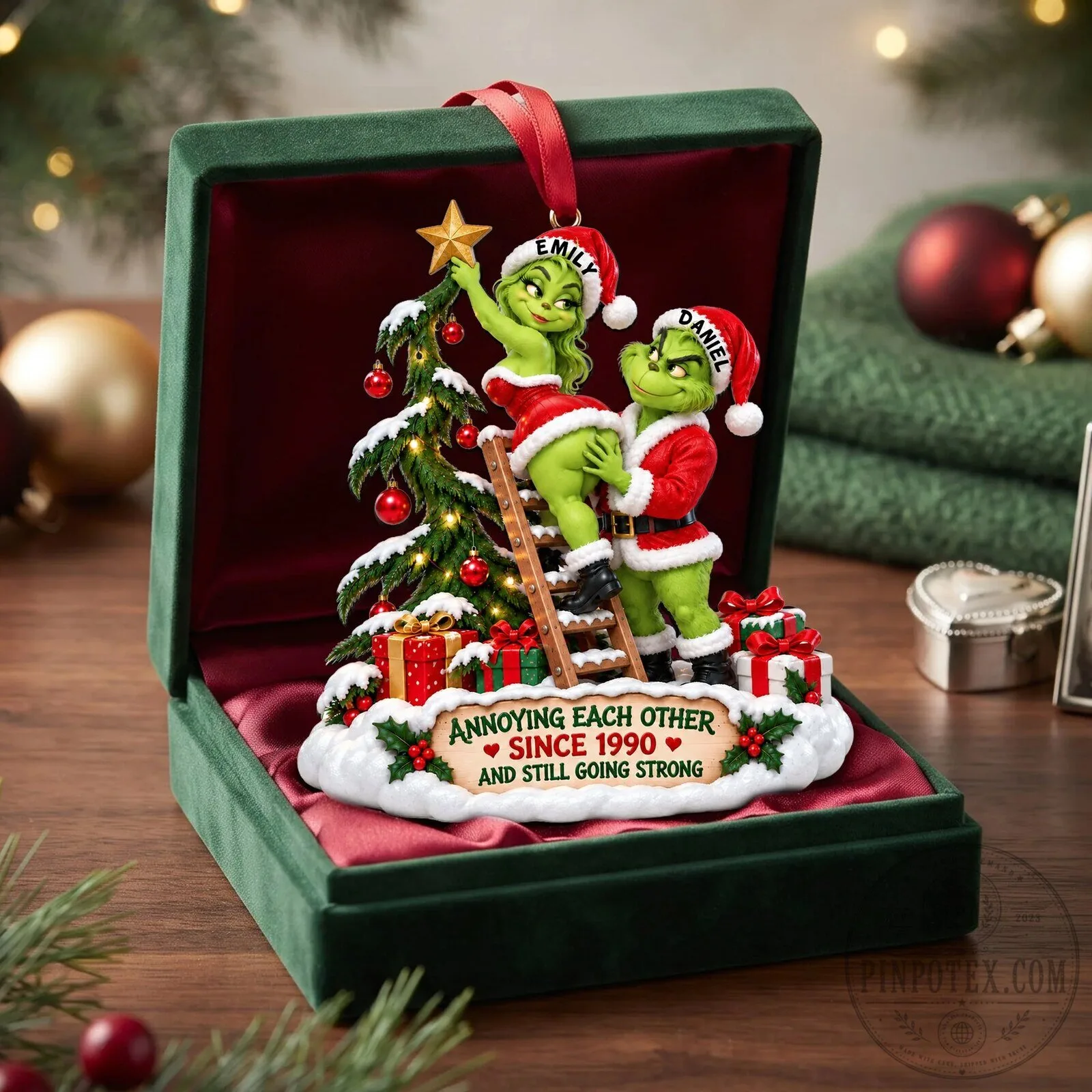 Personalized Grinch Naughty Christmas Couple Ornament - Annoying Each Other Since 9 Personalized Grinch Naughty Christmas Couple Ornament - Annoying Each Other Since