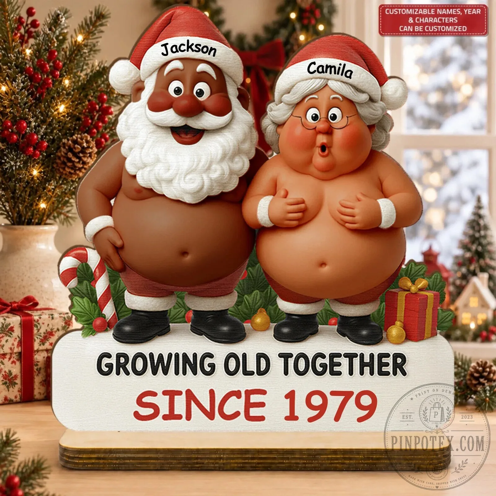 Personalized Growing Old Together Santa Claus Couple Wooden Plaque Christmas Gift 10 Personalized Growing Old Together Santa Claus Couple Wooden Plaque Christmas Gift