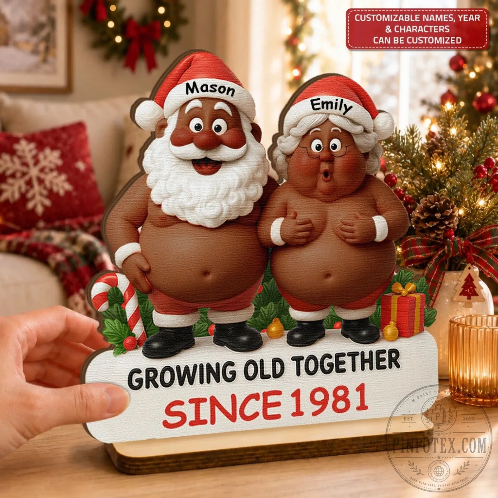 Personalized Growing Old Together Santa Claus Couple Wooden Plaque Christmas Gift 11 Personalized Growing Old Together Santa Claus Couple Wooden Plaque Christmas Gift
