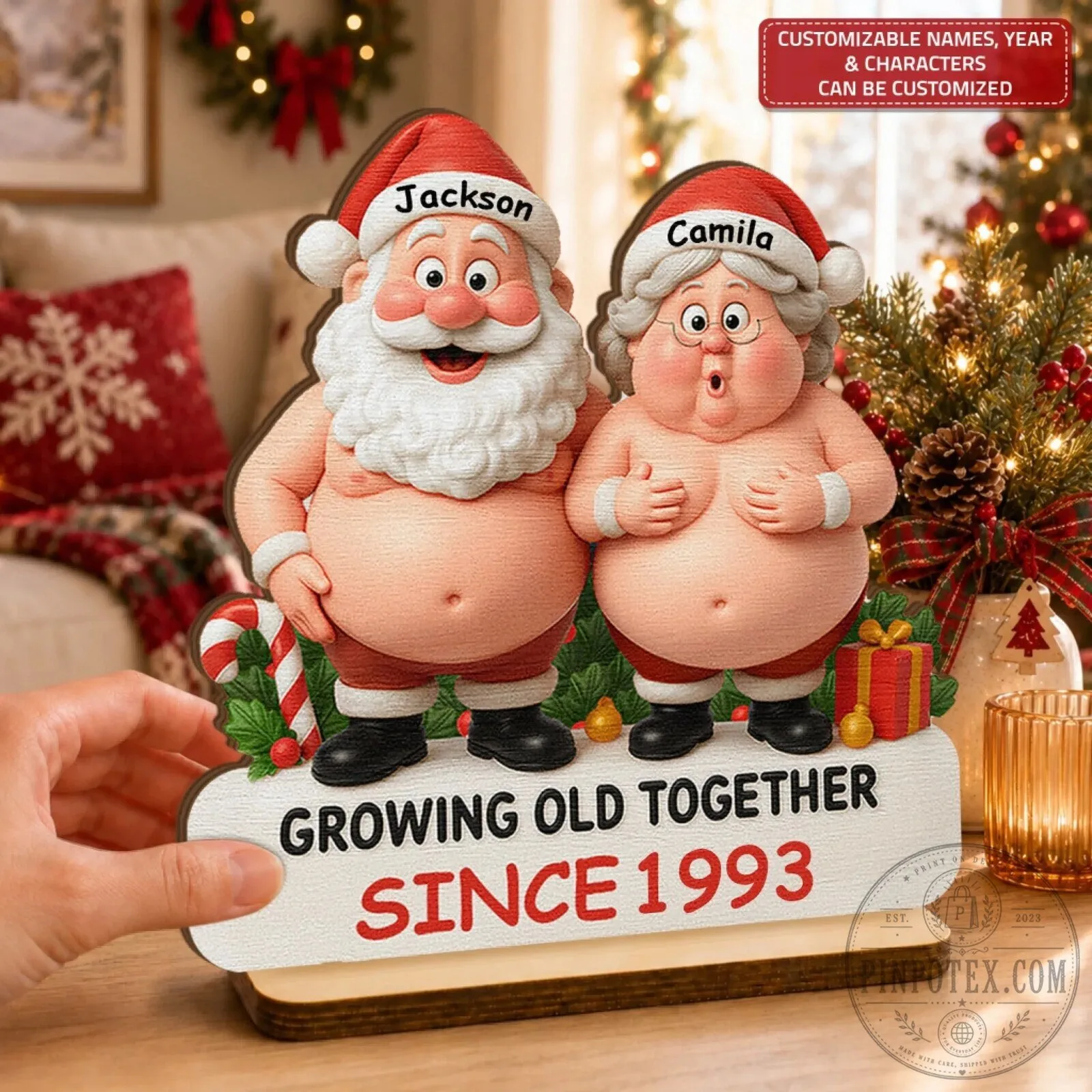 Personalized Growing Old Together Santa Claus Couple Wooden Plaque Christmas Gift 12 Personalized Growing Old Together Santa Claus Couple Wooden Plaque Christmas Gift