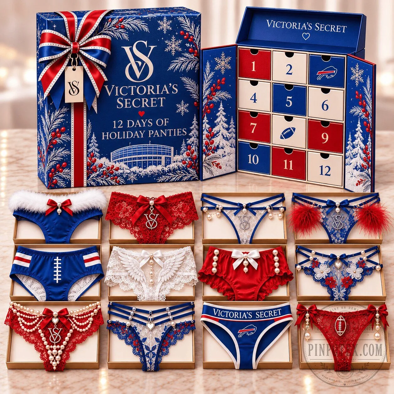 Victoria's Secret Buffalo Bills 12 Days of Holiday Panties Advent Calendar