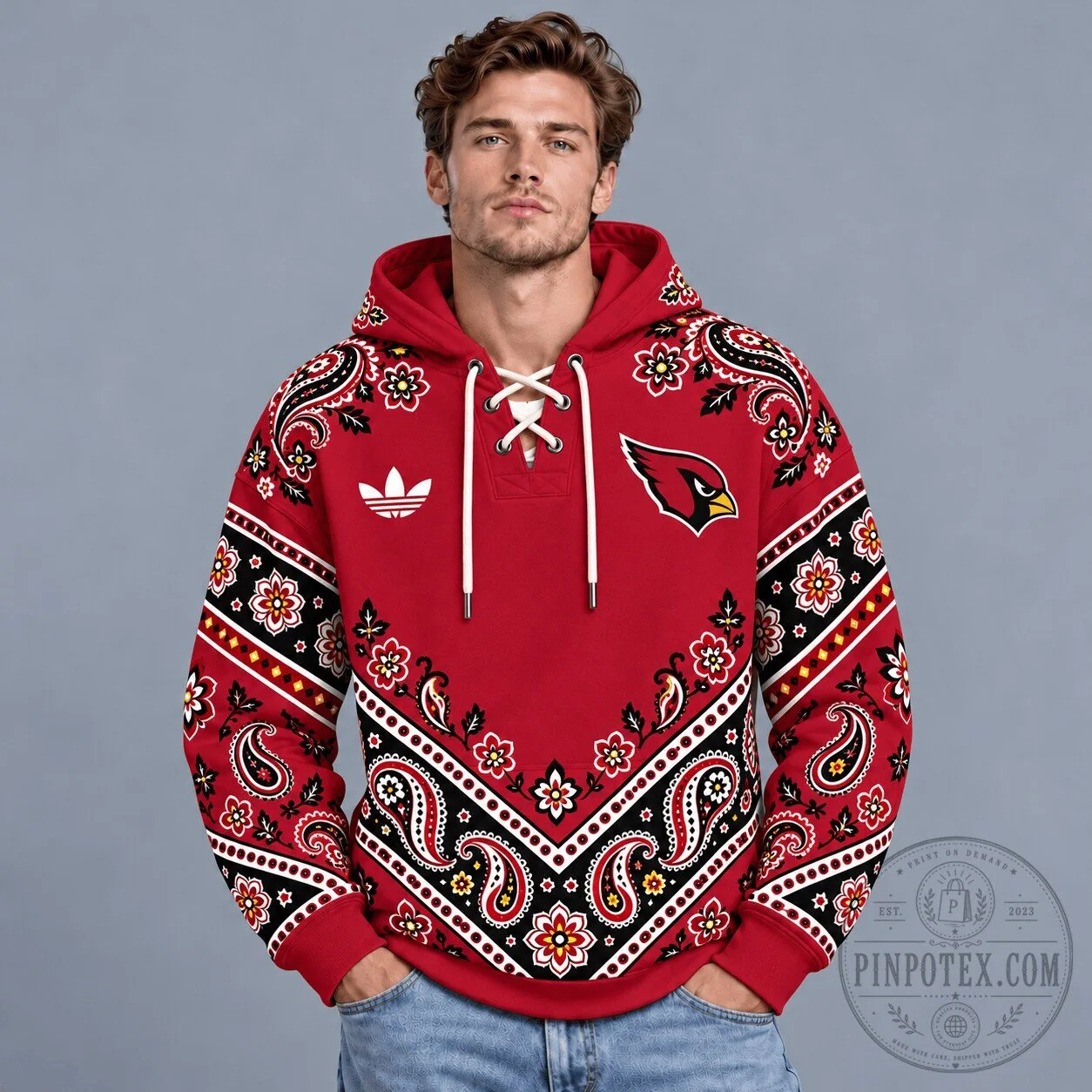 Arizona Cardinals NFL Heritage Bandana Paisley Print Lace Up Hoodie