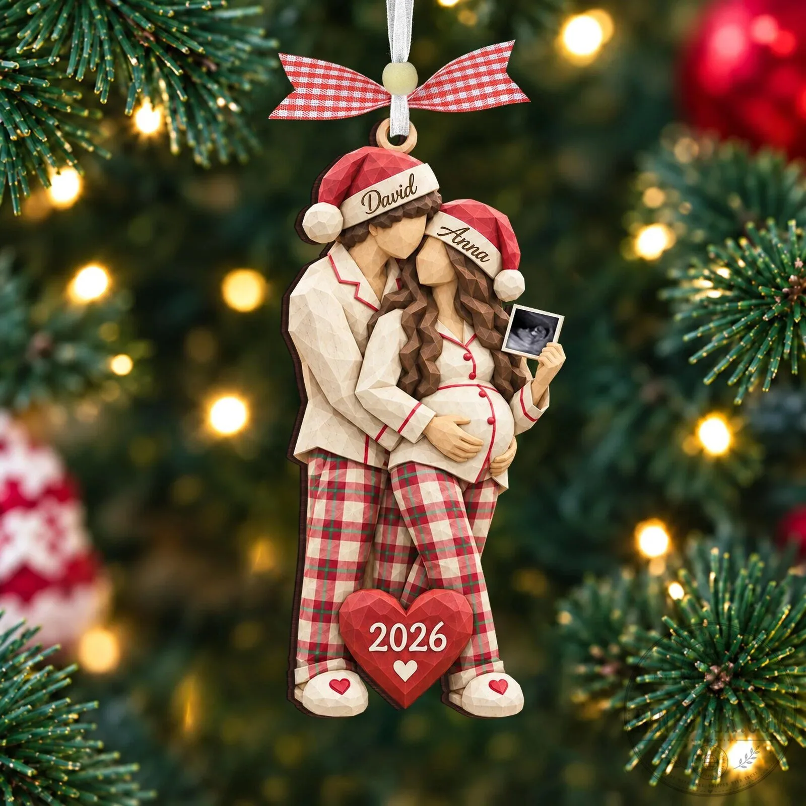 Personalized Expecting Parents Christmas Ornament with Ultrasound Photo