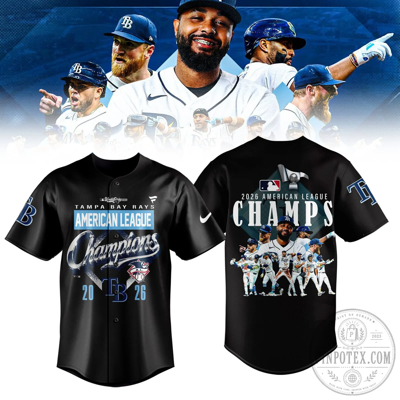 2026 American League Champions Jersey for Baseball Team Tampa Bay Rays
