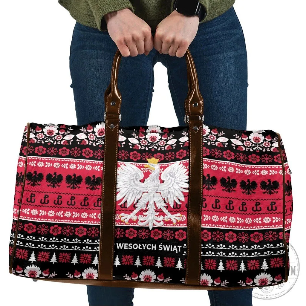 Polish Wesolych Swiat Travel Bag Lachy Sadeckie Pattern Black Version