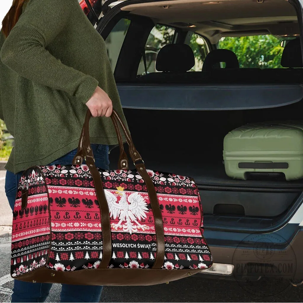 Polish Wesolych Swiat Travel Bag Lachy Sadeckie Pattern Black Version 11 Polish Wesolych Swiat Travel Bag Lachy Sadeckie Pattern Black Version