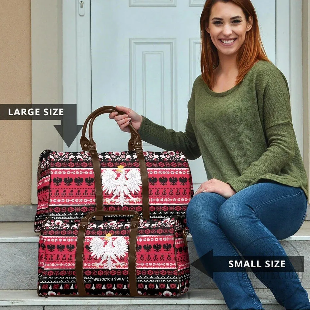 Polish Wesolych Swiat Travel Bag Lachy Sadeckie Pattern Black Version 12 Polish Wesolych Swiat Travel Bag Lachy Sadeckie Pattern Black Version