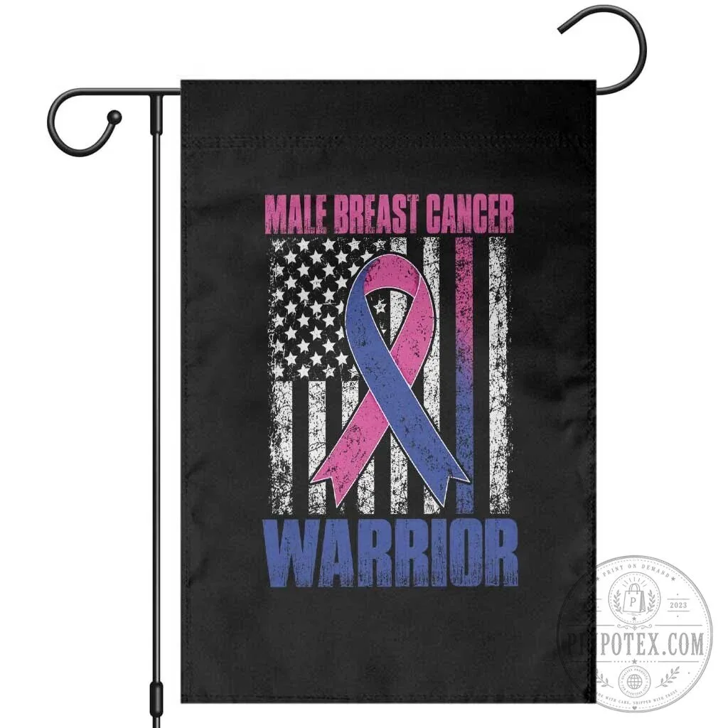 Male Breast Cancer Warrior Pink and Blue Ribbon Awareness Flag