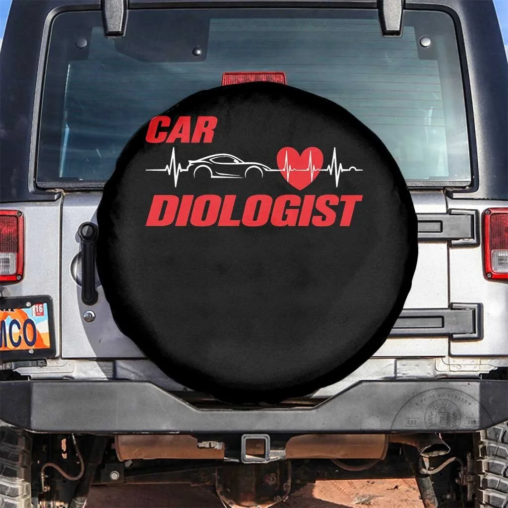 Car Diologist Funny Mechanic Heartbeat Sports Car Spare Tire Cover