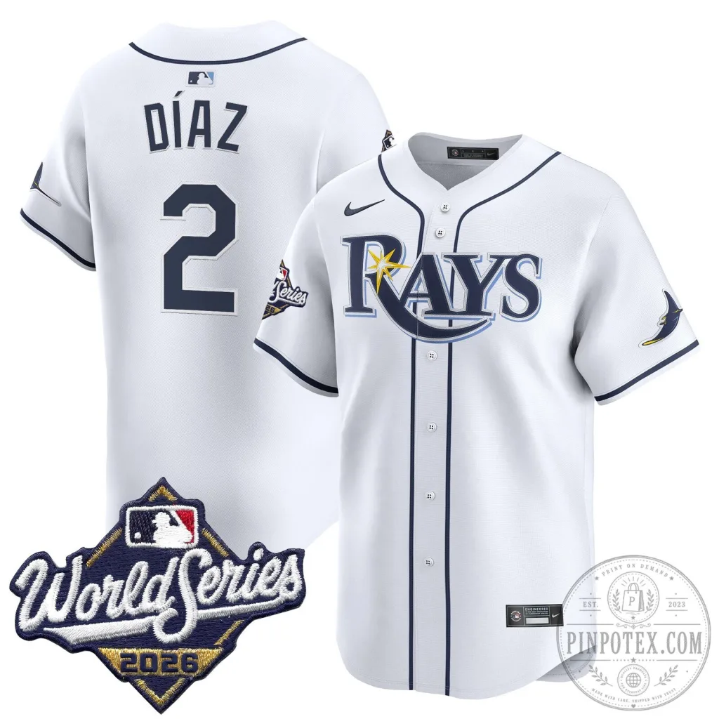 2026 World Series White Baseball Jersey for Yandy Diaz of the Tampa Bay Rays 2026 World Series White Baseball Jersey for Yandy Diaz of the Tampa Bay Rays