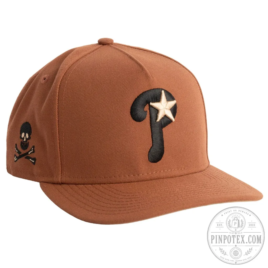 Philadelphia Phillies Brown Jolly Roger Skull and Crossbones Snapback Cap Hat Philadelphia Phillies Brown Jolly Roger Skull and Crossbones Snapback Cap Hat