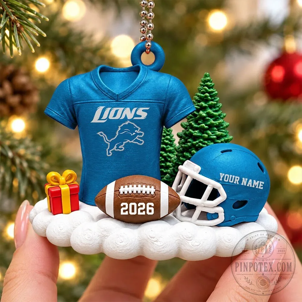 Detroit Lions Football Team Personalized Christmas Ornament Gift