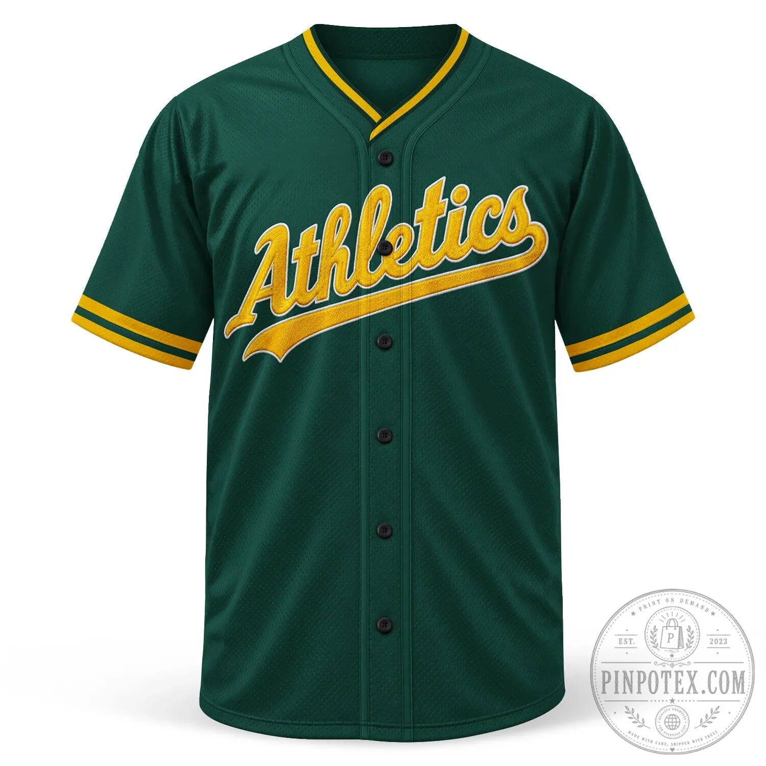 Oakland Athletics Dark Green and Yellow Baseball Jersey
