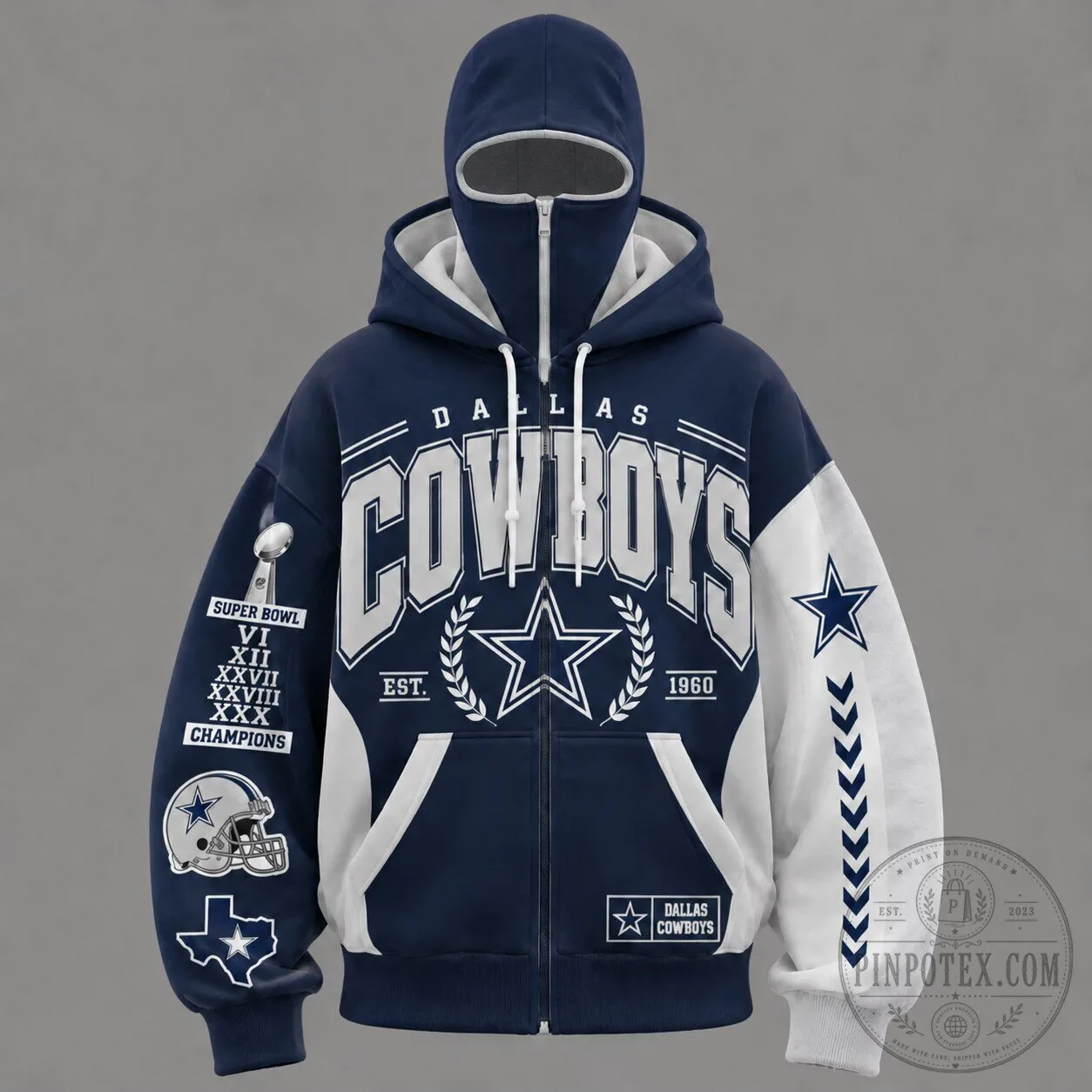 Dallas Cowboys Super Bowl Champions Full-Zip Masked Hoodie