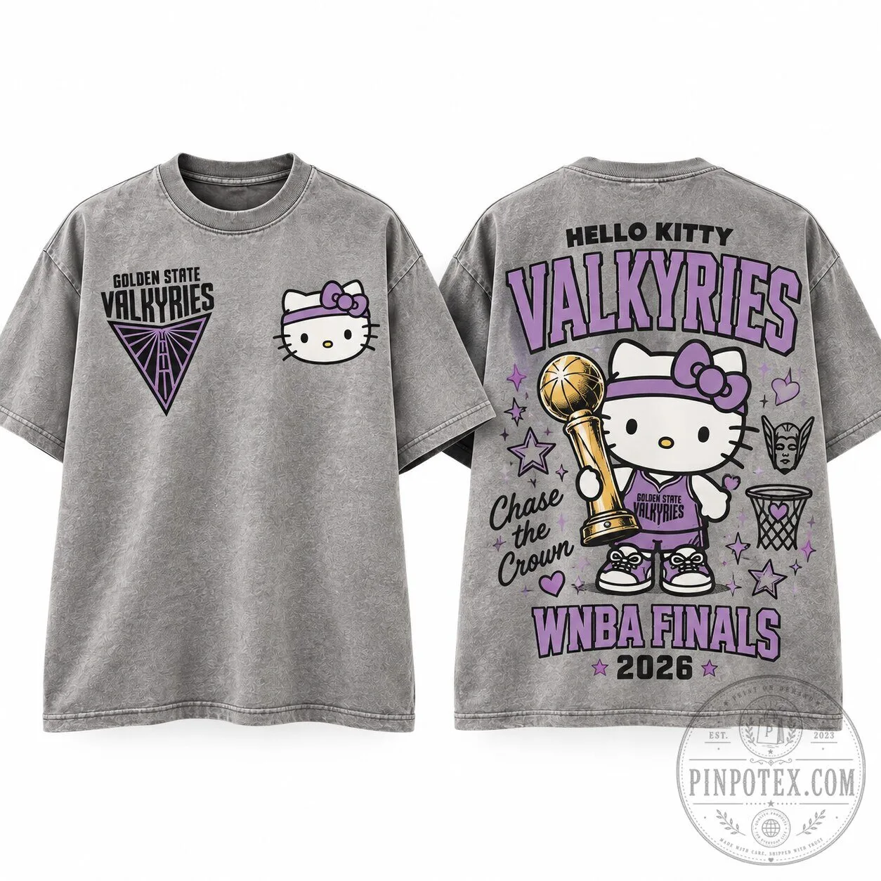 Golden State Valkyries Hello Kitty WNBA Finals 2026 Gray T-Shirt