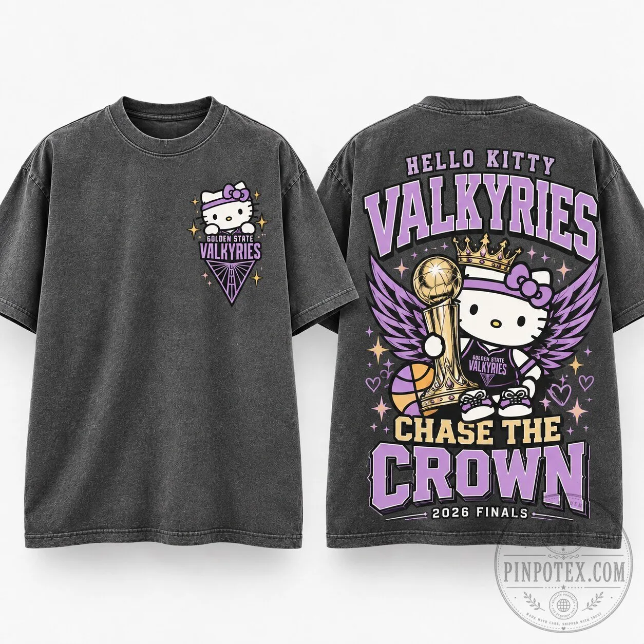 Golden State Valkyries Hello Kitty WNBA Finals 2026 Gray T-Shirt 8 Golden State Valkyries Hello Kitty WNBA Finals 2026 Gray T-Shirt