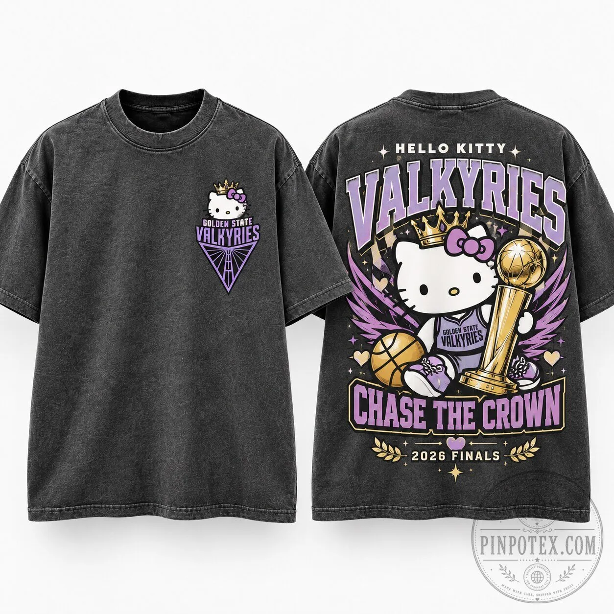Golden State Valkyries Hello Kitty WNBA Finals 2026 Gray T-Shirt 11 Golden State Valkyries Hello Kitty WNBA Finals 2026 Gray T-Shirt