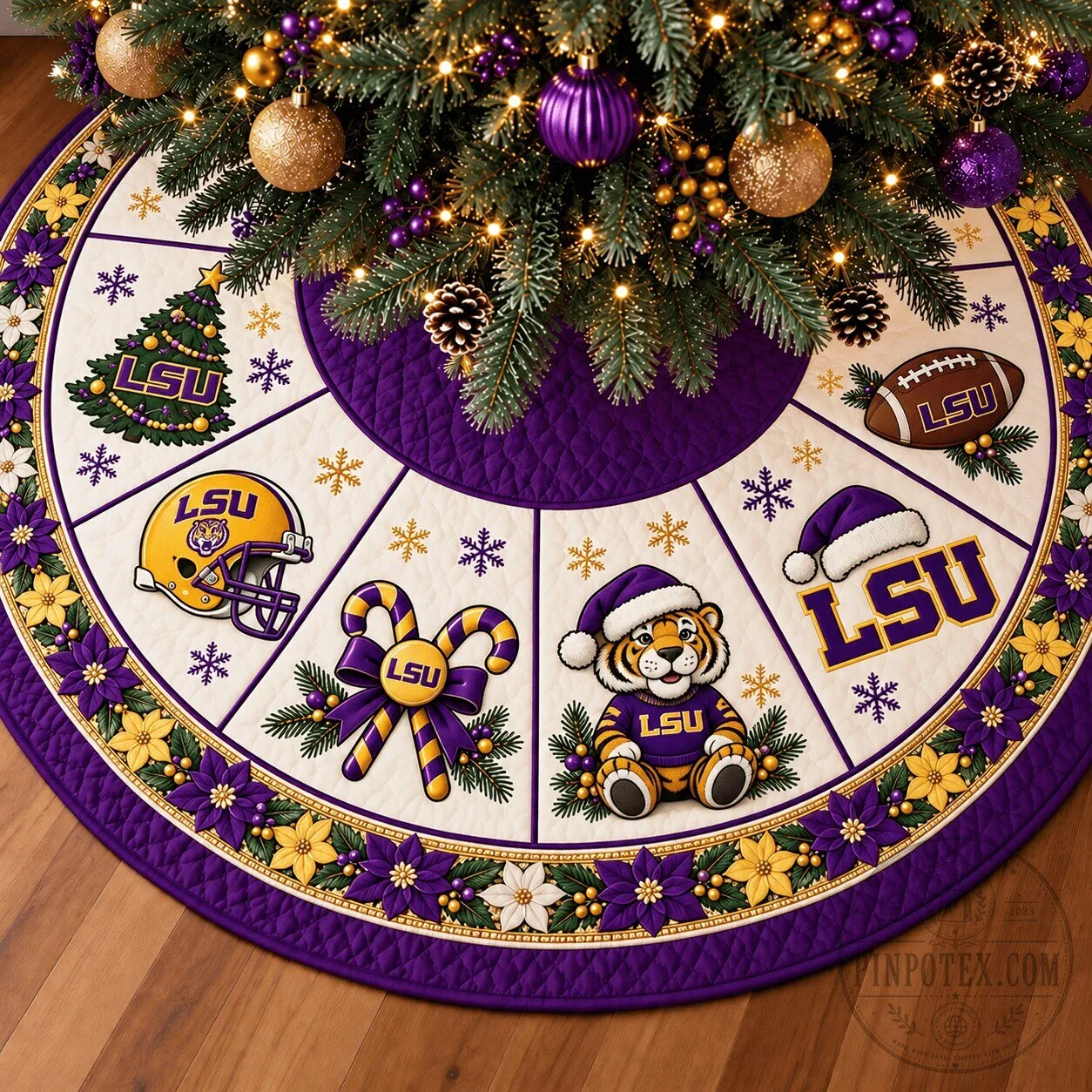 LSU Tigers Football Christmas Tree Skirt Holiday Home Decor